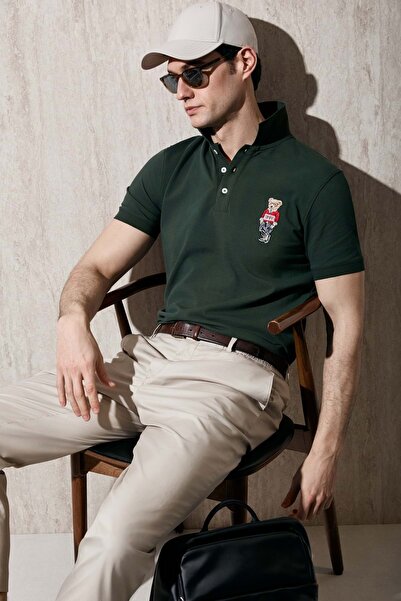 Lufian 111040245 Brady Smart Men's Polo Neck T-Shirt Men's T-Shirt Khaki