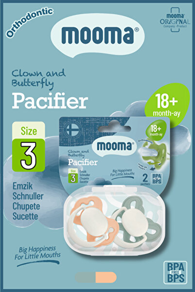 MOOMA Clown & Butterfly Silikon Emzik 2’li No:2 (6–18 Ay) – BPA & BPS İçermez...