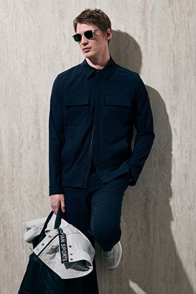 Lufian 111120071 Beck Shirt Men's Jacket Dark Blue