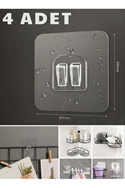 Patulya Aksesuar Yedek 4 Adet Süper Güçlü Yapışkanlı Sticker/ Askı Tutucu Sti...