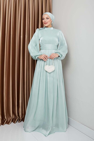 Olcay Βραδινό φόρεμα μεταξωτό χιτζάμπ - με φύλλο και λεπτομέρεια, Yoryo MİNT ...