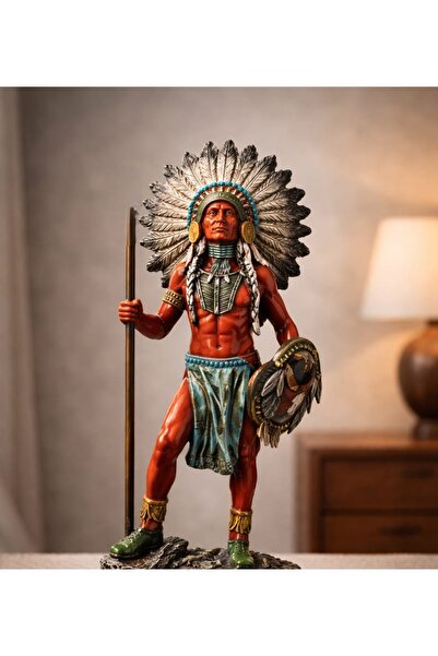 Yaratıcı sanatlar atölyesi Kızılderili Savaşçı Şef Biblo Büyük Boy 30 CM Poly...