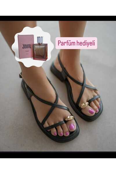 VESEO Gold Detailed Cross Strap Women's Sandals