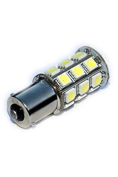 Xenon Bright LED auto BA15S 27 SMD cu pini simetrici la 180 de grade, 12V galben