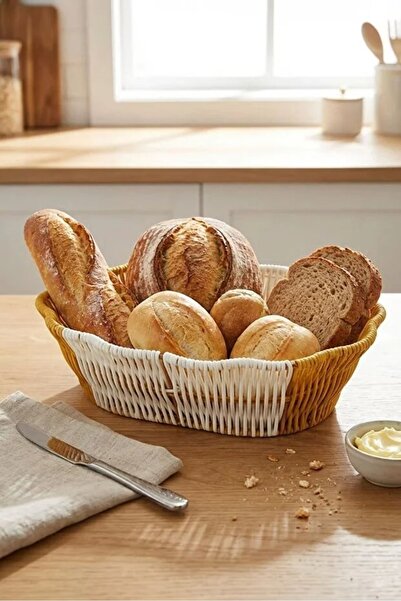 sonx Oval Dual-Color Plastic Rattan Bread and Fruit Basket - Multi-Purpose Ba...