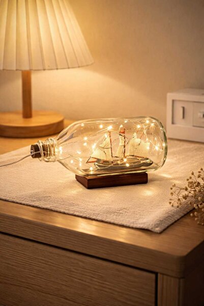 Yaratıcı sanatlar atölyesi Işıklı El Yapımı İçinde Gemi İle Dilek Şişesi Şişe...