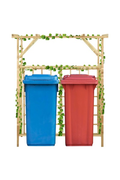 Concept Pergolă de grădină pentru pubele duble, lemn de pin tratat