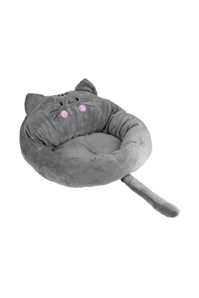 divendi-ro Pat cuib, cu urechi și coadă, pentru pisici, poliester, 50x14 cm, gri