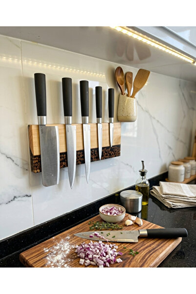 Af epoxyart 38 cm - Epoksi Mıknatıslı Bıçak Standı – Ahşap Tasarımlı Manyetik...