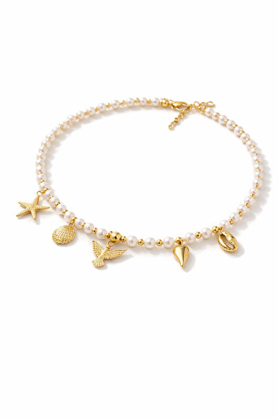 MİVA Deniz Figürlü İnci Kolye – Altın Detaylı Yıldız & Kabuk Charm Yazlık Şık...