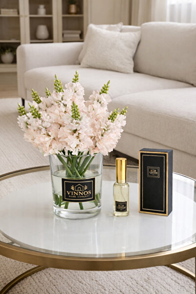 VINNOS HOME CONCEPT Yapay Sümbül Pmbe Tonları - Cam Vazolu Çiçek, 15 Dallı - ...