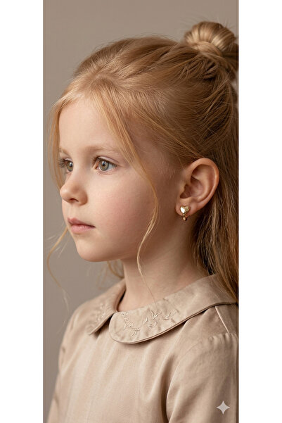 ATELİER GİZEM Xuping kararmaz gold antialerjik kalp halka çocuk küpe