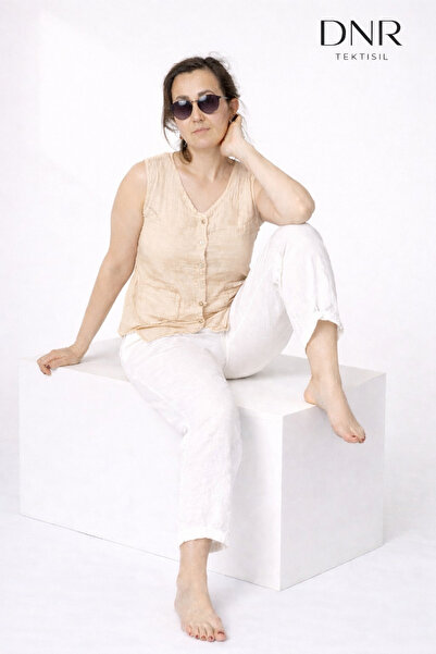 Turkotton 100% Cotton Button Detailed Muslin Vest