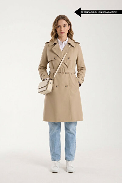 Soydan Güner Su Itici Özellikli Kırışmaz Kumaş Yırtmaçlı Trençkot Bej 5730