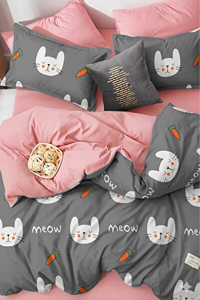 İQON Set cuvertură de pilota dublu Fructe Gri - Elastic