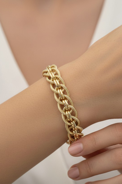 XUPING JEWELRY Stil Incisi/ 14 Ayar Altın Kaplama Peoni Model Bileklik