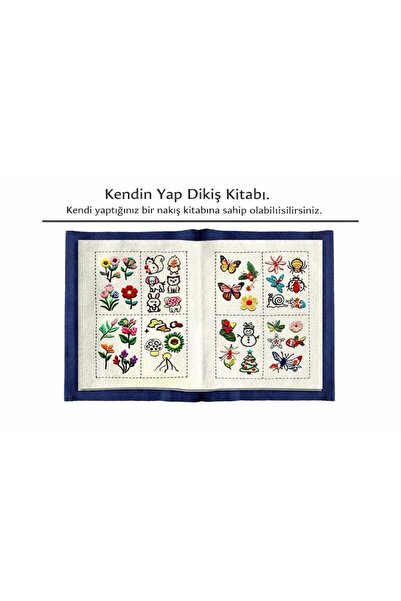 iğne izi Nakış Eğitim Seti 24 Renk İplik-Desenli Nakış Kitabı ve Tüm Malzemel...