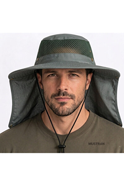Mustran Summer Sun Hat Uv Protection Unisex Neck Protection Mesh Safari Outdo...