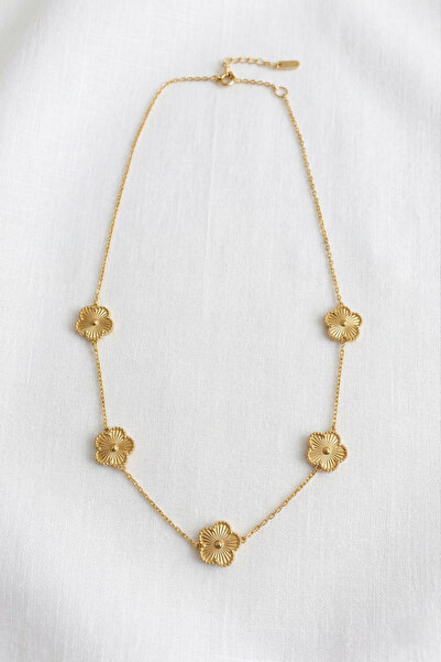 özgül takı ve tasarım Yonca Model Paslanmaz Çelik Bronz Renk Kadın Kolye