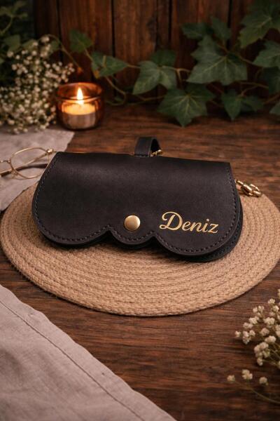 Personalized Hanging Glasses Case Circle Model ( Black )