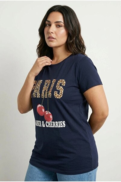 Stil Diva Футболка з коротким рукавом, великий розмір, з принтом на комірі 30...