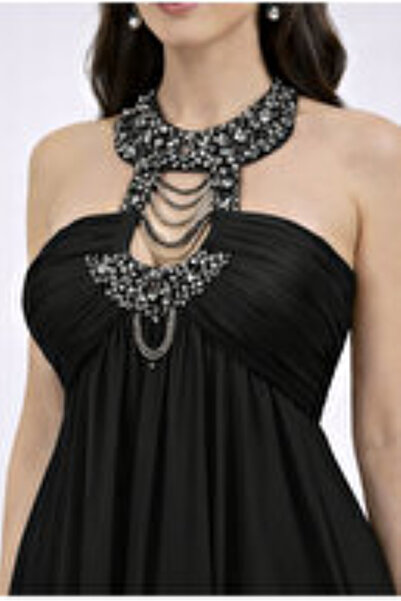 Zeyn KADIN ABİYE STRAPLEZ DRAPELİ ŞİFON UZUN ELBİSE