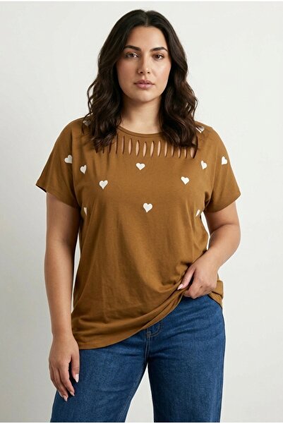 Stil Diva Μπλουζάκι μεγάλου μεγέθους με λαιμόκοψη ποδηλάτου, κοντό μανίκι και...