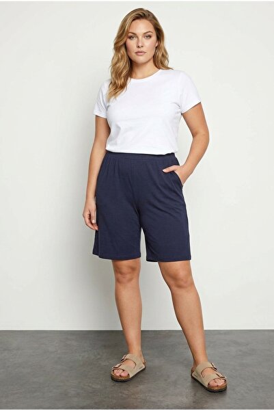 Stil Diva Büyük Beden Bol Kesim Cepli Beli Lastikli Kısa Şort 144216