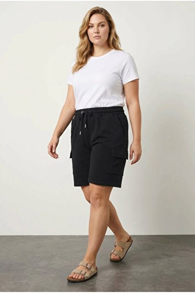 Stil Diva Σορτς Cargo μεγάλου μεγέθους με τσέπες και κορδόνι στη μέση, χαλαρή...