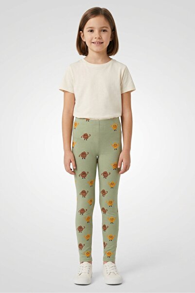 Tchibo بنطال ضيق سهل الارتداء بطبعة كاملة للبنات، قطعتين، متعدد الألوان