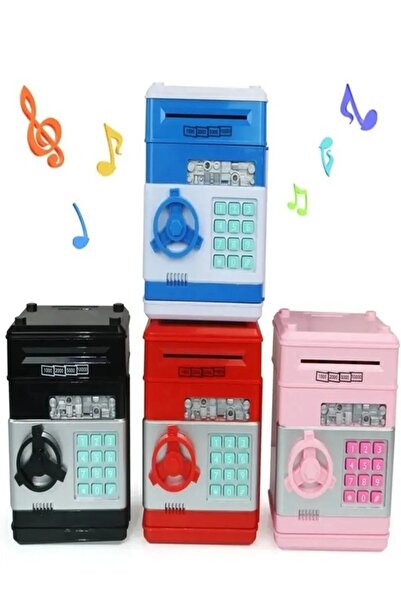 Genel Markalar Şifreli Otomatik Kağıt Para Alan Atm Kasa Kumbara - Mavi