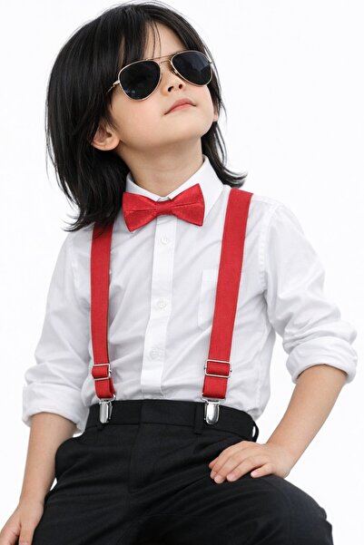 Algitsin O L A Askılı Çocuk Papyon Kemer Kırmızı.