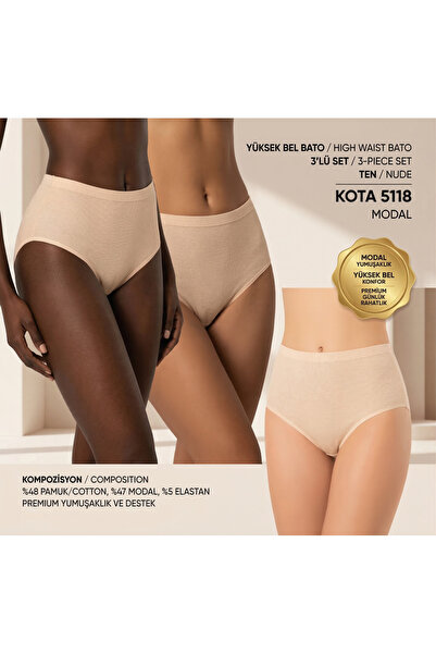 KOTA 3-Piece Women's High Waist Bato Panties - Soft Fabric Bamboo