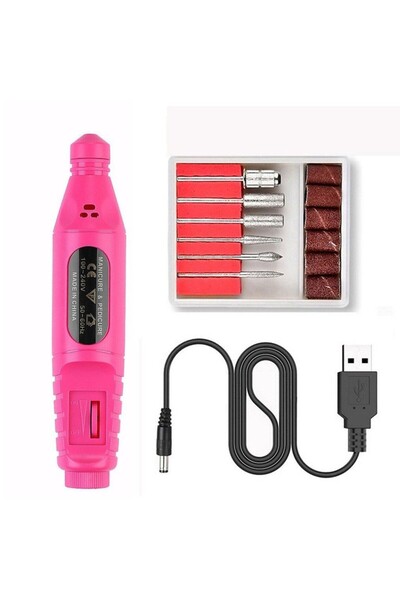 MANDU Freza Unghii Roz include 5 pile 5 capete abrazive Viteza Reglabila Semi...