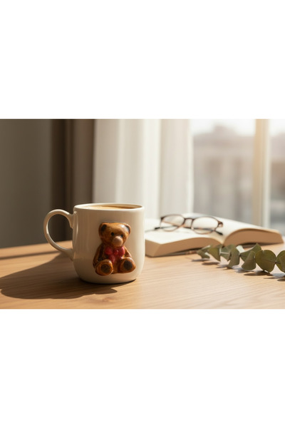 doro Seramik el yapımı Teddy Bear ayıcıklı kupa