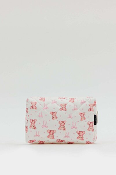 Shanta D34 Zippered Cosmetic Organizer with Cute Teddy Bear Figure, Women's T...