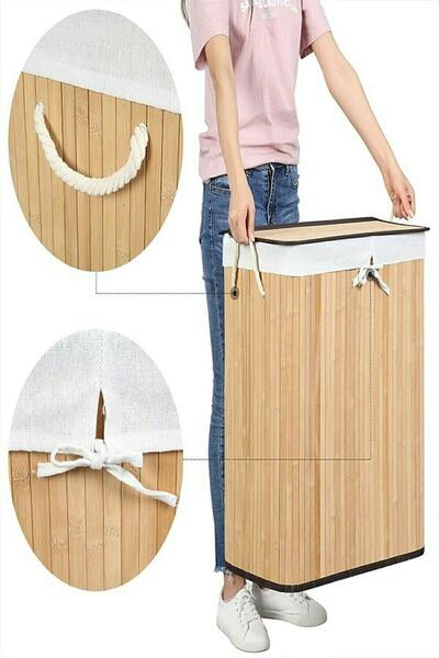 EYM Πτυσσόμενο καλάθι απλύτων από μπαμπού Fma332135