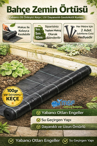 MGF PLAST 1mt X 50 Mt. Kumaş Sera Taban Yabani Ot Örtüsü Jüt Peyzaj Uygulama ...