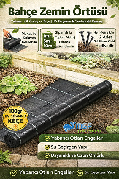 MGF PLAST 1mt X 5 Mt. Kumaş Sera Taban Yabani Ot Örtüsü Jüt Peyzaj Uygulama Y...
