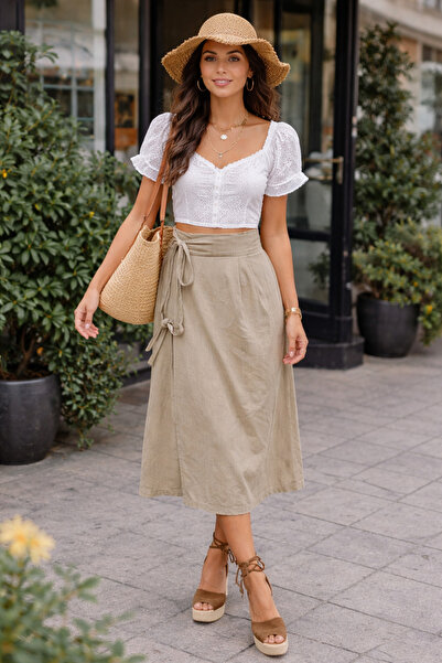 ÇATI KATI Vintage Özel Tasarım Keten Anvelop Etek