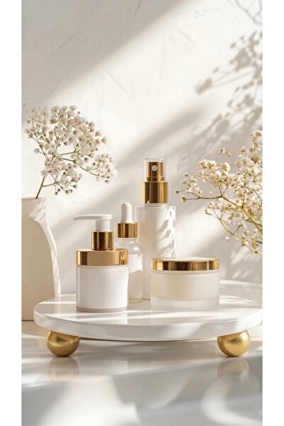 İDAY HOME Doğal Gold Ayaklı Mermer Pasta Kek Standı, Gold Boncuk Ayaklı Merme...