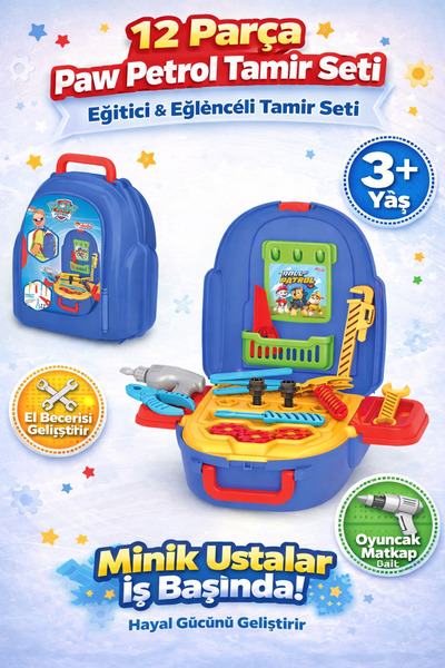 Sayıcı Kids Paw Patrol Tamir Seti Sırt Çantası | Çocuk Tamir Oyuncak Seti | G...