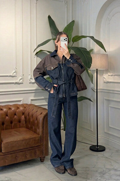 SHILSEE BEUTİQUE Set de pantaloni și jachetă pentru femei, maro, cu detalii, ...