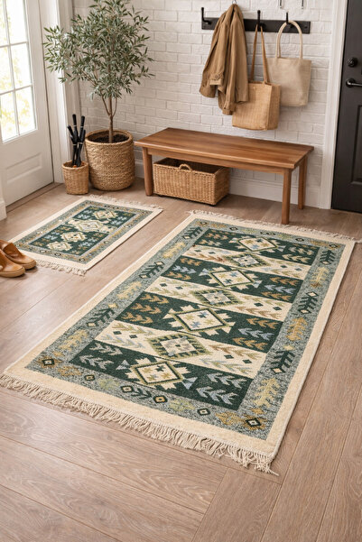 OEM Set 1+1 covoare tradiționale țesute, bumbac, față-verso, 120x180 cm + 60x...