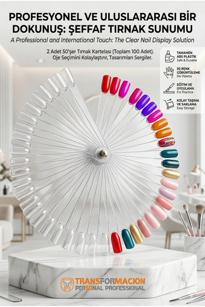 Transformacion Protez Tırnak Sunum Kartelası Şeffaf 100 Lü 718553