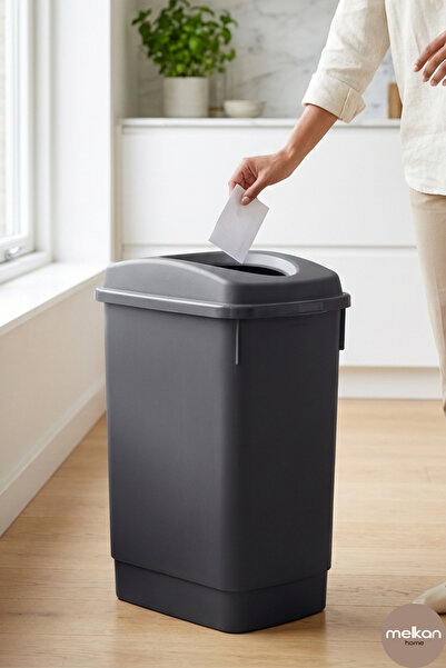 Melkan Home Coș de gunoi negru pentru baie Coș de gunoi de 27 litri Coș de gu...