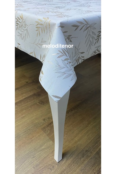 polset Glittery Branch Leaf Pattern Stain-Resistant White Luxury Lined Wrinkl...