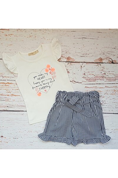 Miniworld Compleu fetite 2 piese din bumbac, fusta pantalon, model inimioare,...