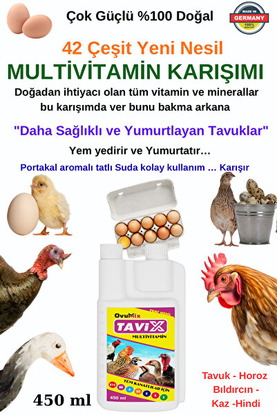 OVUMİX Kanatlılar için Multi -Vitamin ve TAVUK Vitamini , Tavuk , Kaz , Bıldı...