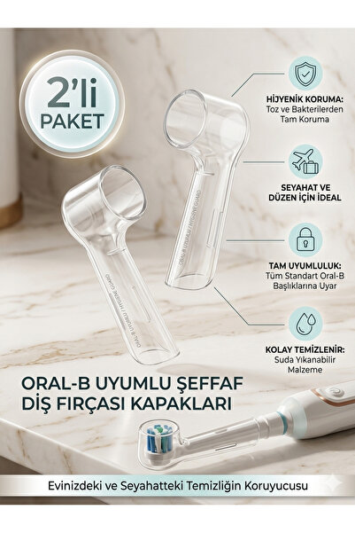 LOVYCO Oral-b Uyumlu Diş Fırçası Başlıkları İçin Koruma Kapağı 2 Adet